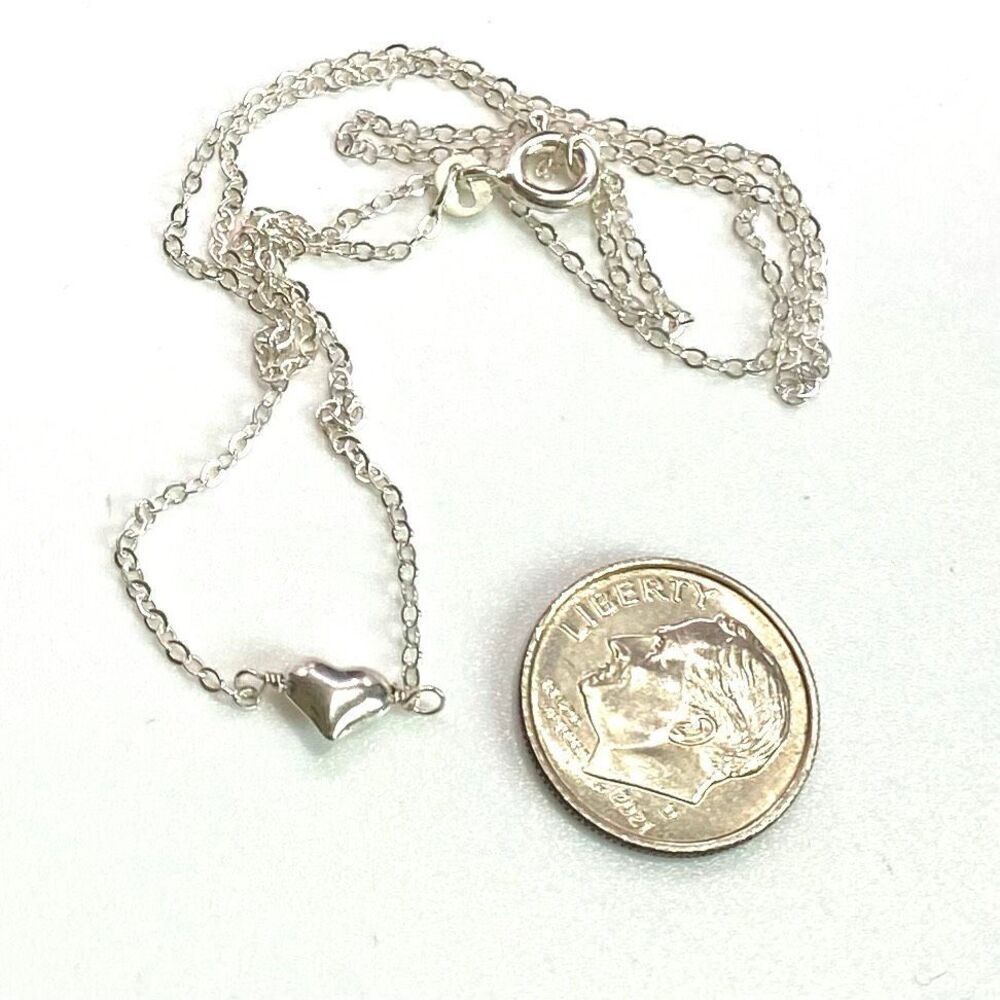 ARP Dainty Sterling 925 silver Heart Necklace - Picture 3 of 9